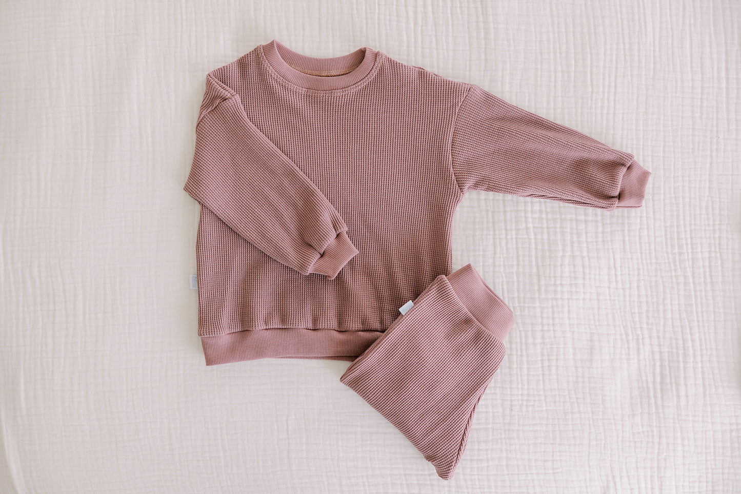 Waffle Sweat Set in Dusty Rose